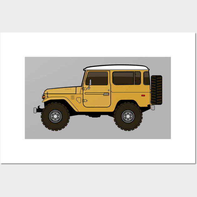 fj40 Land Cruiser yellow Wall Art by -oddlyeven-